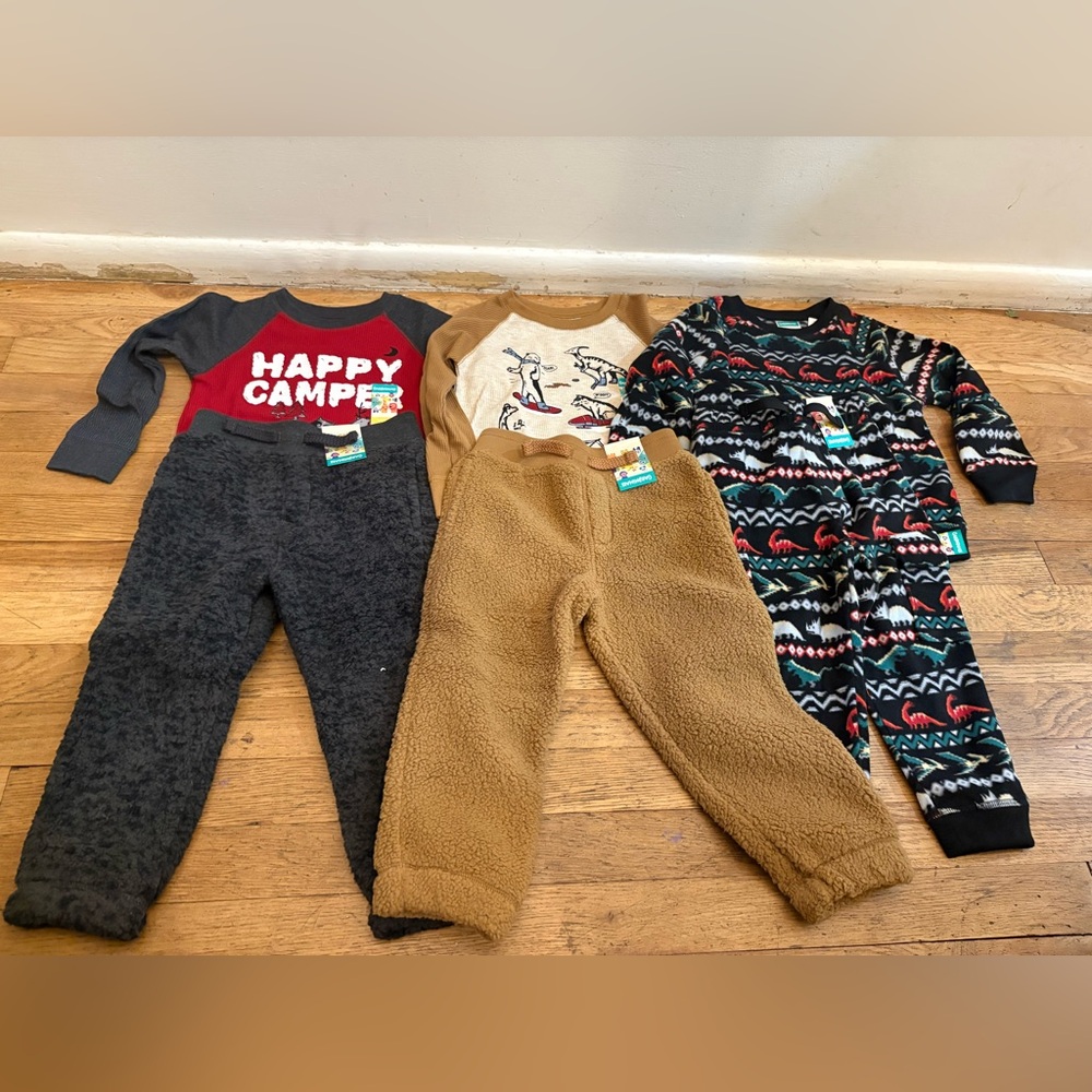 3T 6 piece warm fall and winter long sleeve top and bottoms bundle boys